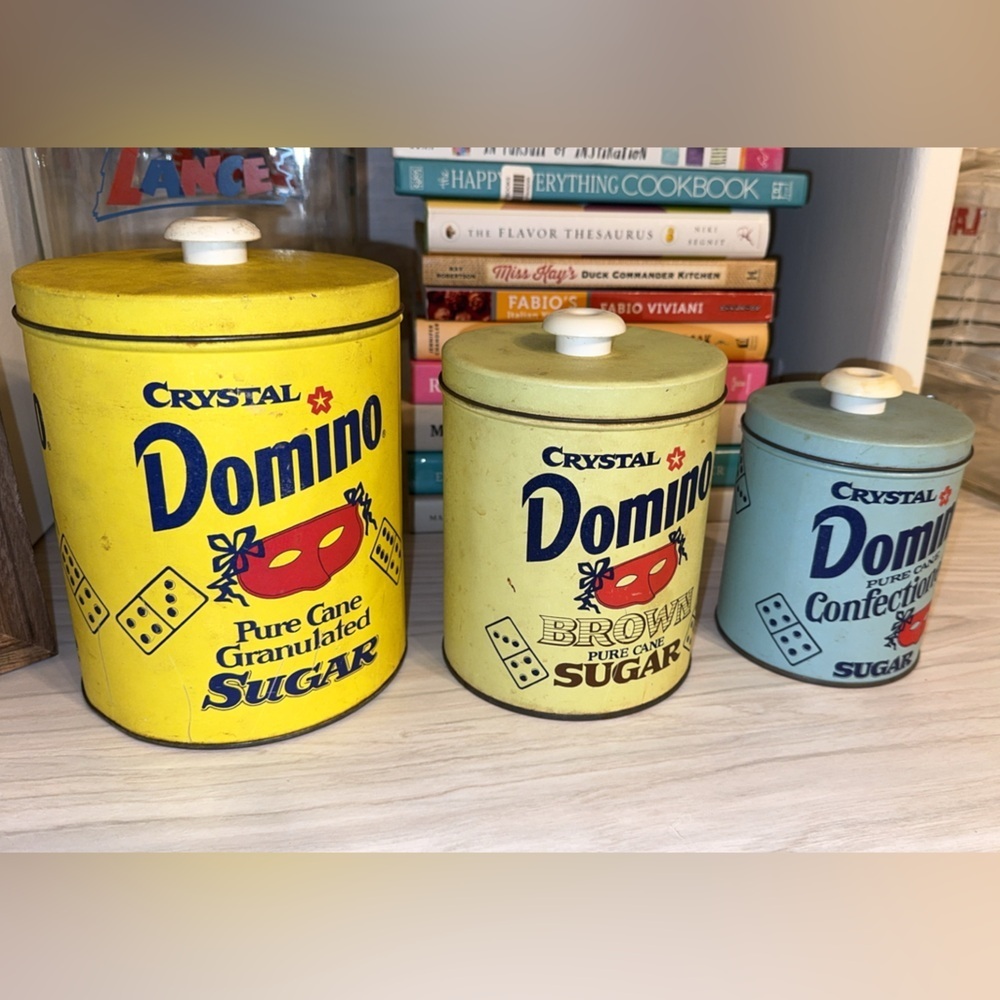 VTG Set of 3 Domino Crystal Sugar, Brown Sugar, Confection Sugar Tin Canisters
